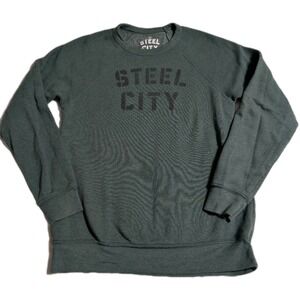 Steel City Crewneck Sweatshirt Men's Medium‎ Green Fleece Pullover